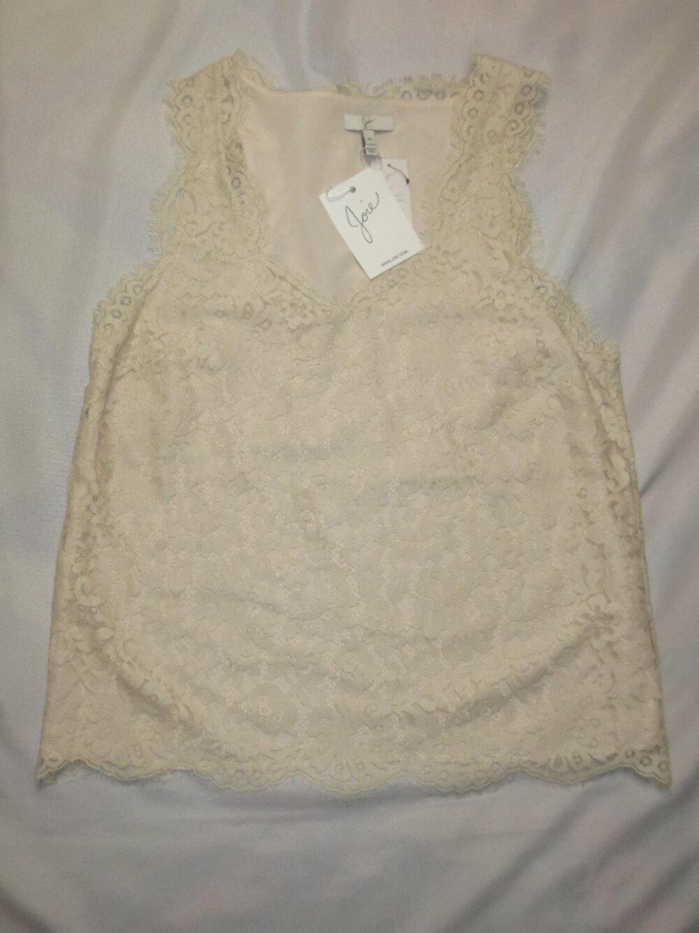 NWT JOIE womens BLOUSE cream SLEEVELESS TANK lace CAREER SIZE M